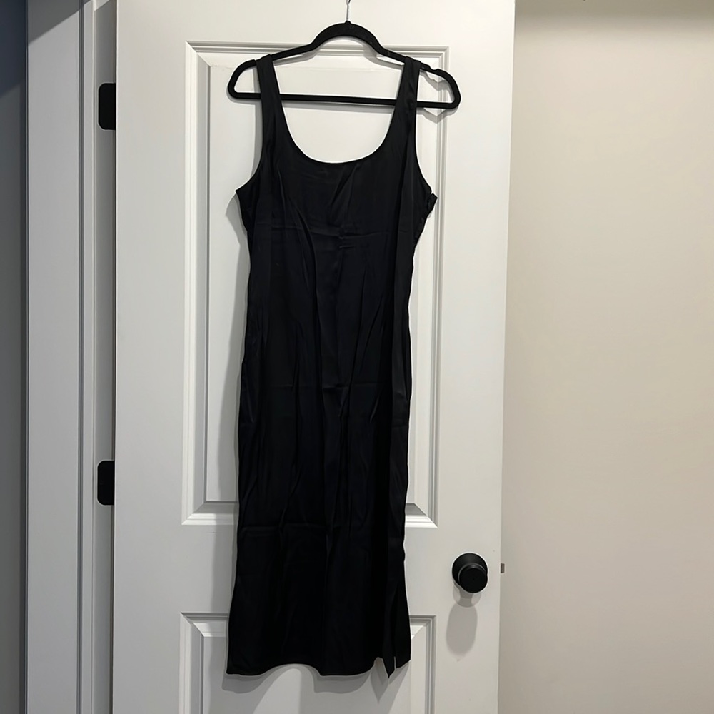 Abercrombie Black Satin Midi Dress
